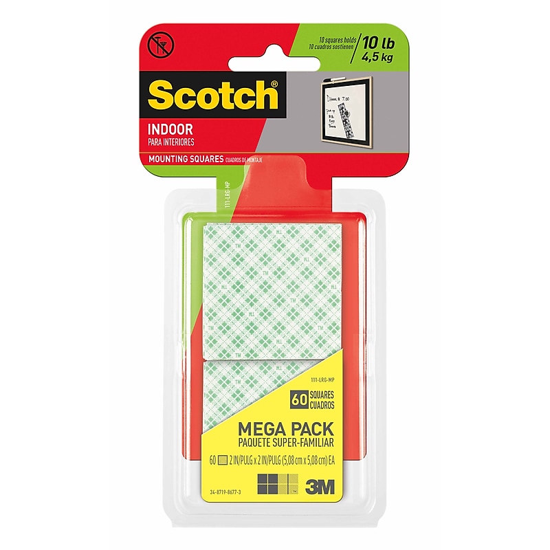 Scotch Small Mounting Squares, 10 lb., White, 60/Pack (111-LRG-MP) image 1