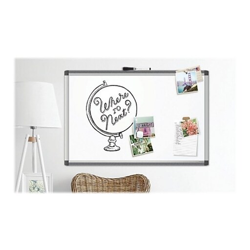 U Brands PINIT Steel DryErase Whiteboard, Aluminum Frame, 6' x 4