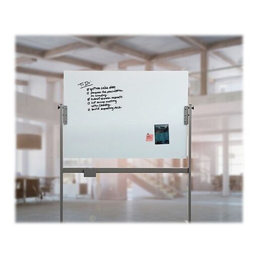 U Brands Glass Mobile DryErase Whiteboard, 4' x 3' (2914U0001) Staples