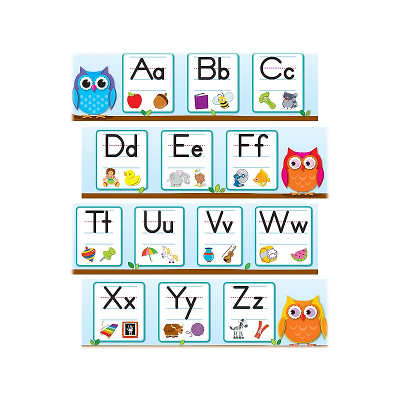 Carson-Dellosa Colorful Owls Alphabet Mini Bulletin Board Set, Multi Colors, 8 Pieces/Set (110263) image 1