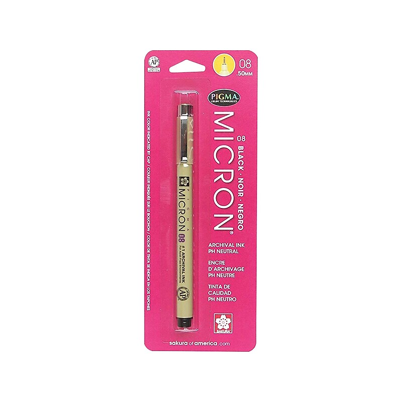 Pigma Micron 08 Felt Pen, Black Ink (30881) image 1