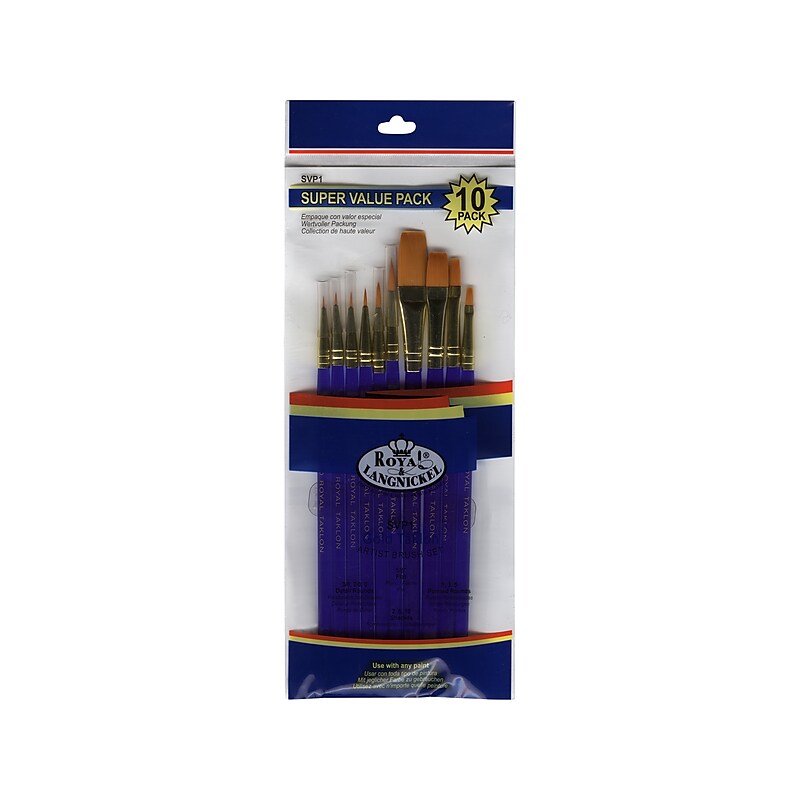 Royal & Langnickel Super Value Pack Short Handle Assorted Brushes, 10/Pack (SVP1) image 1