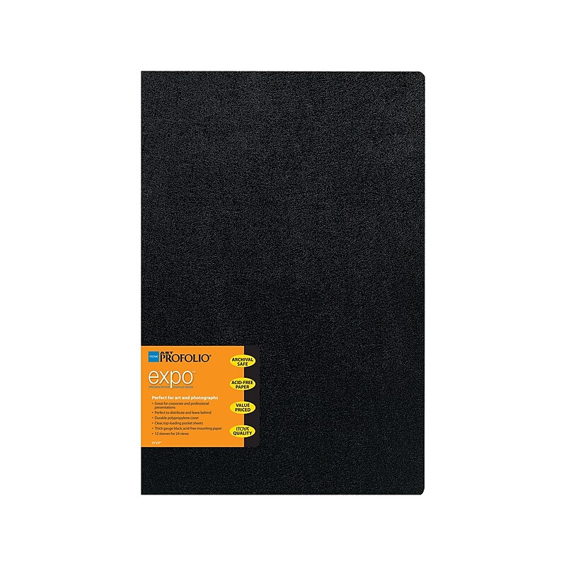 ART PROFOLIO EXPO 11"W x 17"L Solid Cover Presentation Book, Black, Each (XP1212) image 1