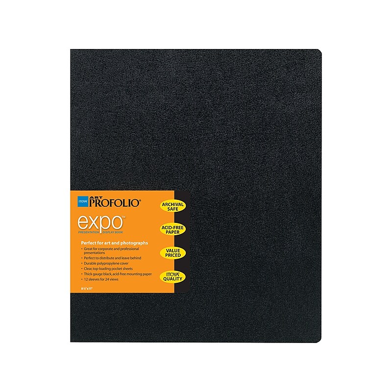 ART PROFOLIO EXPO 8.5"W x 11"L Solid Cover Presentation Book, Black, Each (XP128) image 1