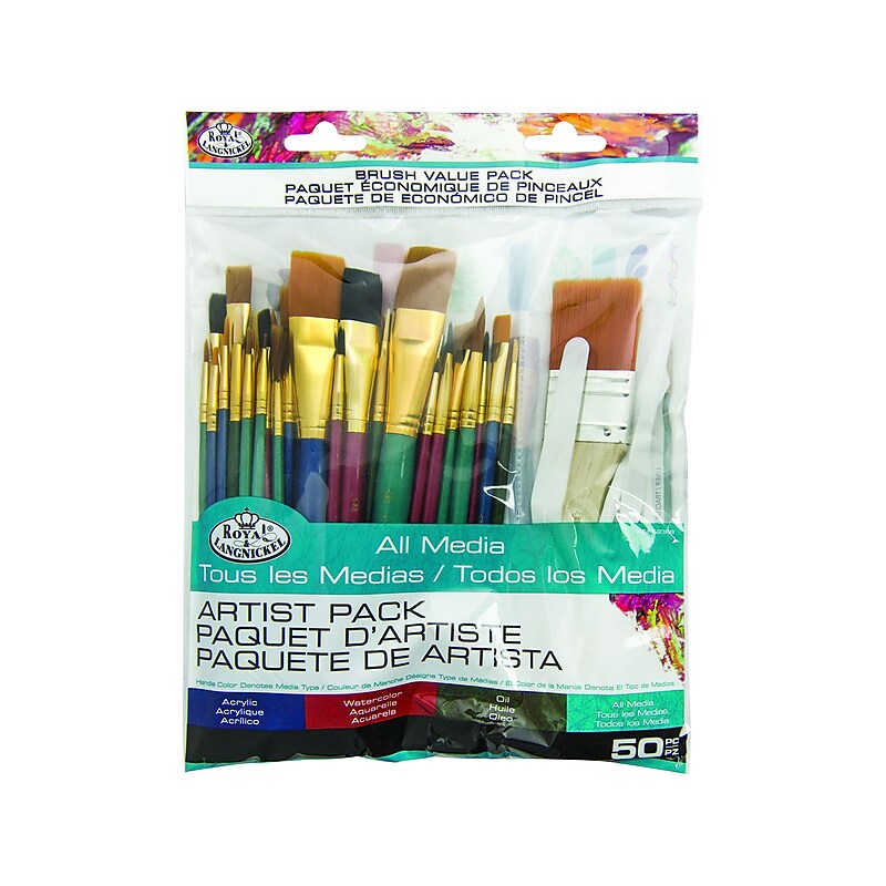 Royal & Langnickel Value Pack Short Handle Assorted Brushes, 50/Pack (RSET-9388) image 1