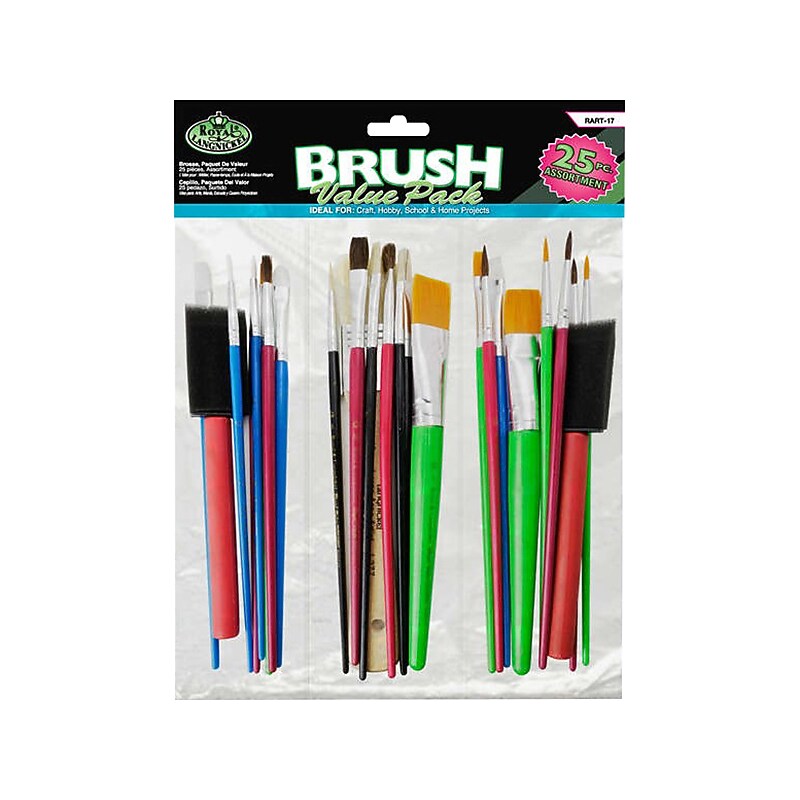 Royal & Langnickel Value Pack Short Handle Assorted Brushes, 25/Pack (RART-17) image 1