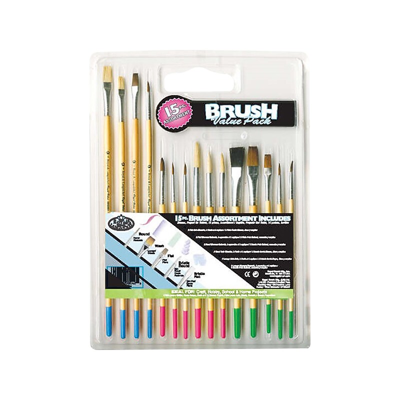 Royal & Langnickel Value Pack Assorted Brushes, 15/Pack (RART-15) image 1