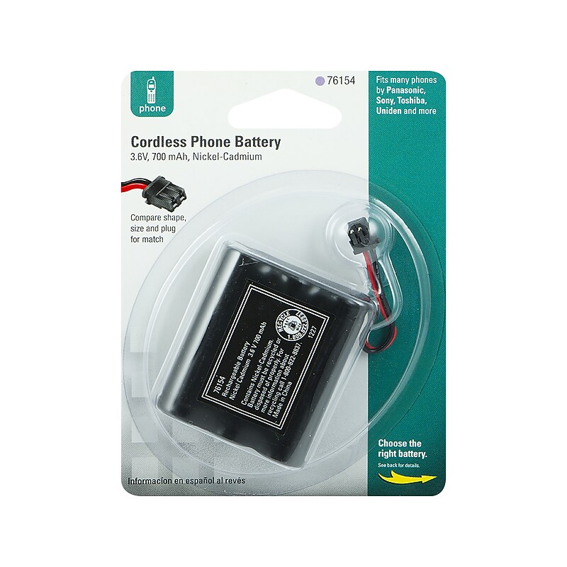 Jasco Power Gear NiMH Rechargeable Cordless Phone Battery for Multiple Brands, 3.6V, 700mAh (76154) image 1