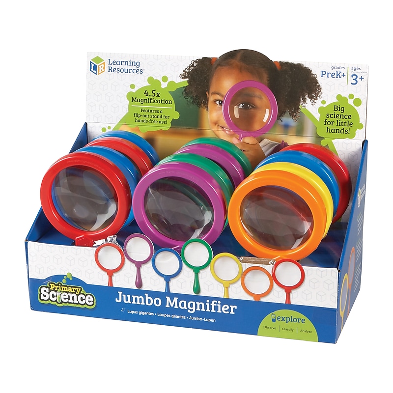 Learning Resources Primary Science Plastic Magnifiers, Assorted Colors, 12/Set (LER 2775) image 1