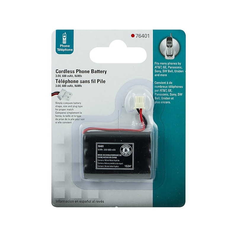 Jasco Power Gear NiMH Rechargeable Cordless Phone Battery for Multiple Brands, 2.4V, 550mAh (76401) image 1