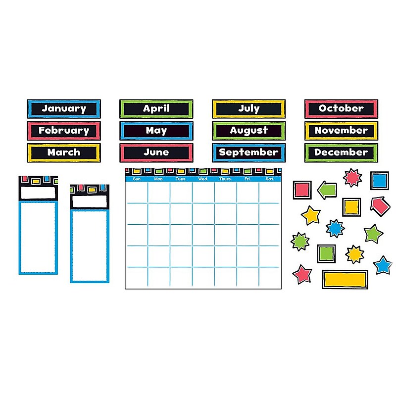 TREND enterprises, Inc. Bold Strokes Wipe-Off Calendar Bulletin Board Set, Multi Colors, 30 Pieces/Set (T-8392) image 1