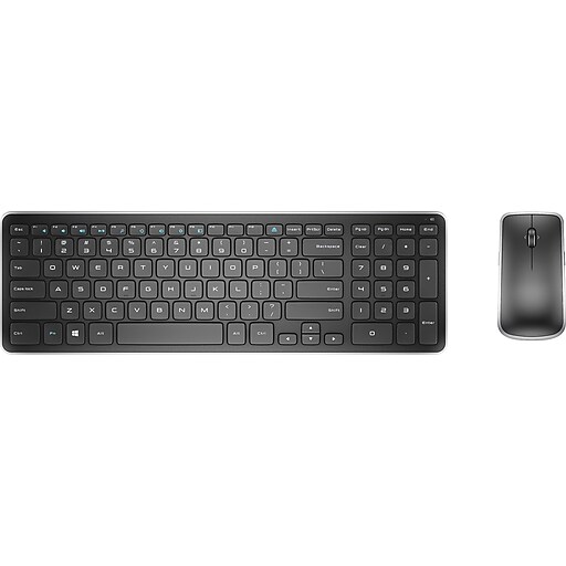 Dell KM714 Wireless Keyboard and Mouse Combo, Black with Silver Trim