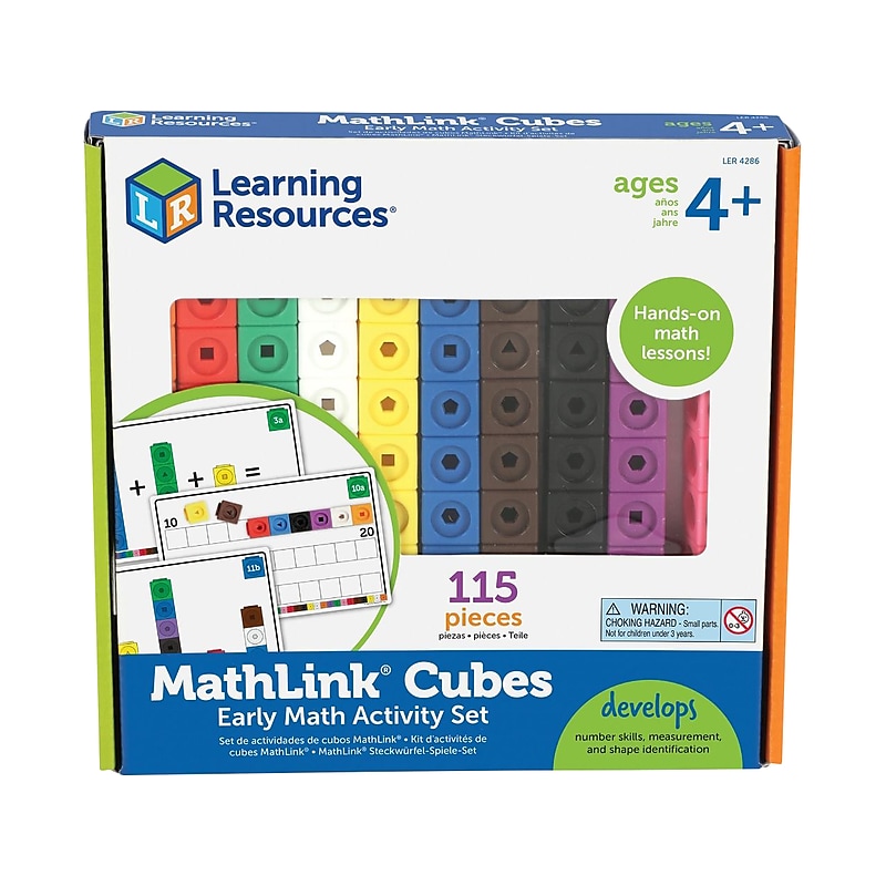 Learning Resources MathLink Cubes Early Math Activity Set, Assorted Colors, 115 Pieces/Set (LER 4286) image 1
