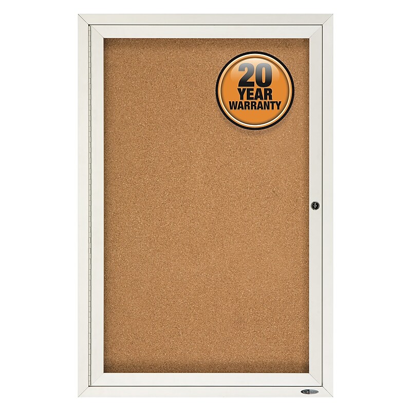 Quartet Cork Enclosed Bulletin Board, Aluminum Frame, 3'H x 2'W (2363) image 1