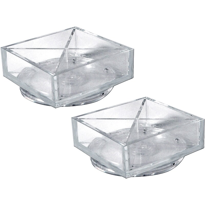 Azar 4-Compartment Plastic Rotating Organizer, Clear, 2/Box (556352) image 1