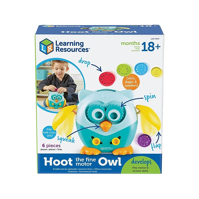 Learning Resources Hoot the Fine Motor Owl, Assorted Colors, 6