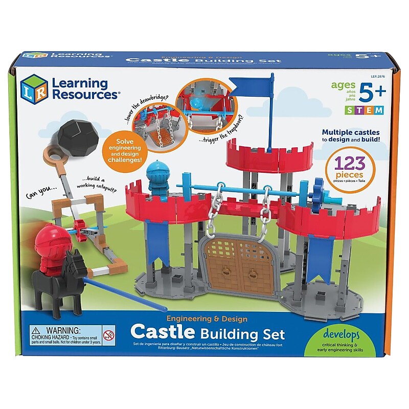 Learning Resources Engineering & Design Castle Building Set, Assorted Colors, 123 Pieces/Set (LER2876) image 1