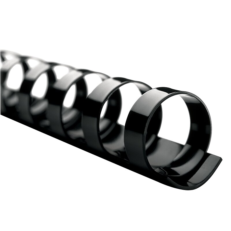 GBC CombBind 1" Plastic Binding Spine Comb, 225 Sheet Capacity, Black, 100/Box (4000118) image 1