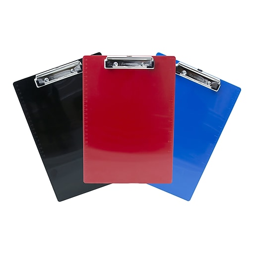 Saunders Recycled Plastic Clipboards, Letter Size, Red/Black/Blue, 3