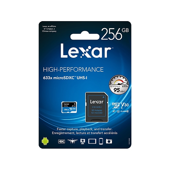 Lexar High-Performance 633x 256GB microSDXC Memory Card with