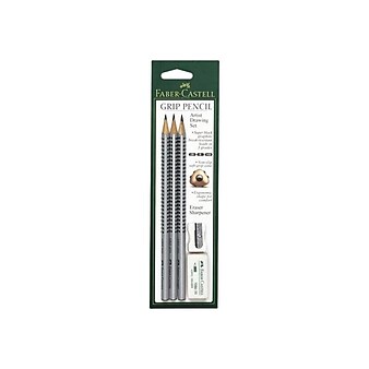 Faber-Castell Grip Classic Drawing Set, Super Black, 3/Pack (800014)