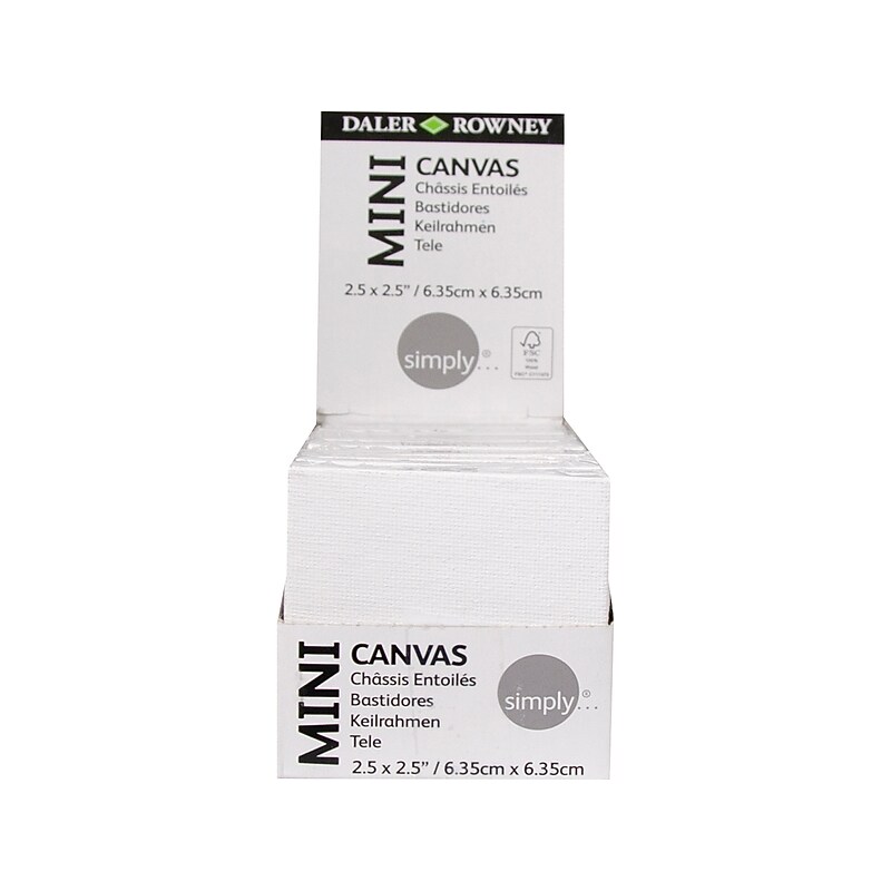 Daler-Rowney Mini Stretched Primed White Wood Stretched Canvas, 2.5" x 2.6", 16/Pack (DA515020202) image 1