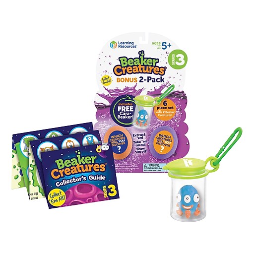 Learning Resources Series 3 Beaker Creatures with Bonus CaraBeaker, Multicolor, 2/Pack (LER 3828