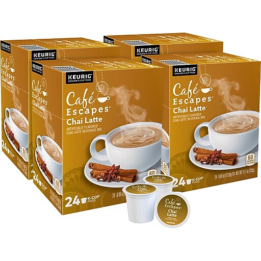 Cafe Escapes Chai Latte Coffee, Keurig® KCup® Pods, Light Roast, 96