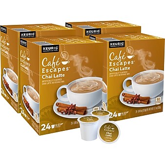 Cafe Escapes Chai Latte, Keurig® K-Cup® Pods, Light Roast, 96/Carton (10099555068051)