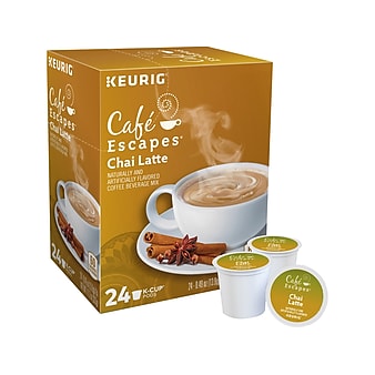 Cafe Escapes Chai Latte, Keurig® K-Cup® Pods, Light Roast, 96/Carton (10099555068051)