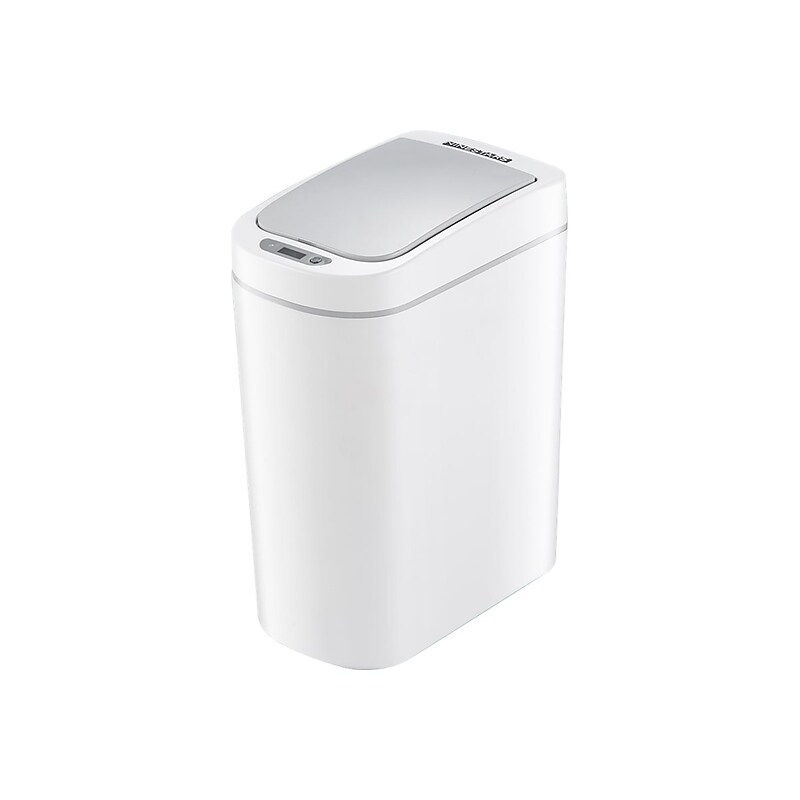 Nine Stars Plastic Sensor Trash Can, White, 1.85 gal. (DZT-7-2s) image 1