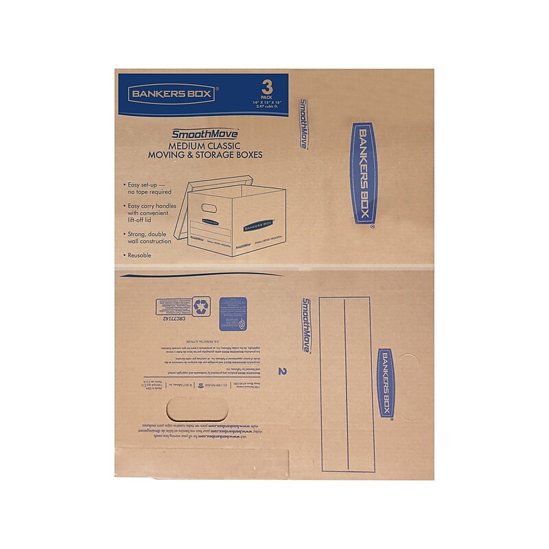 19" x 15.5" x 14.5" Moving Box, ECT 32, Kraft, 3/Pack (7717203) image 1