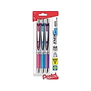 Pentel EnerGel RTX Retractable Gel Pens, Medium Point, Assorted Inks, 3/Pack (BL77BP3M1)