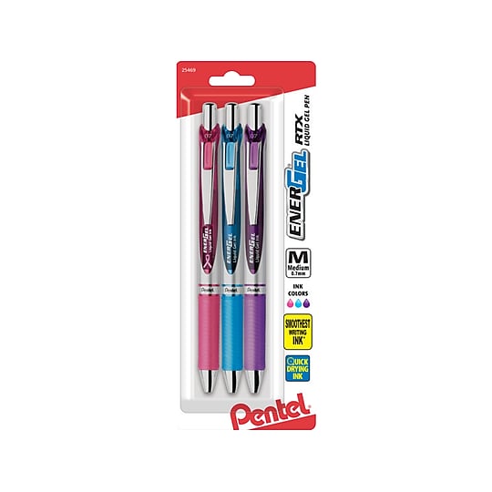 Pentel EnerGel RTX Retractable Gel Pens, Medium Point, Assorted Inks, 3/Pack (BL77BP3M1)~#|#~sp62655916_sc7