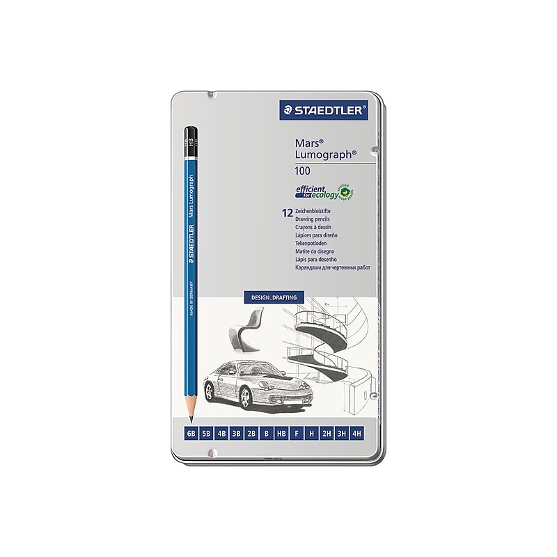 STAEDTLER Mars Lumograph 100 Classic Graphite Pencils, Blue, 12/Pack (100 G12) image 1