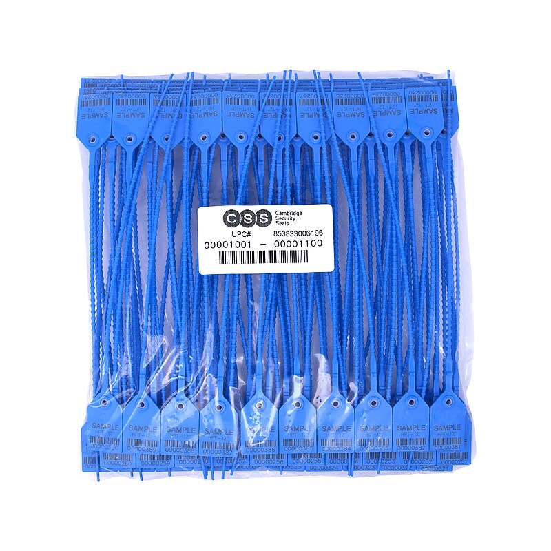Cambridge Security Seals Heavy Duty Tight Seals, 12", Blue, 10/Strip, 100 Strips/Carton (HPT13067 LT) image 1