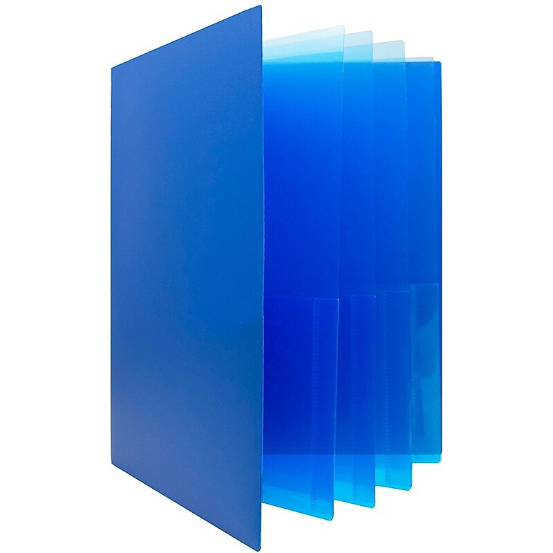 JAM Paper Heavy Duty 10-Pocket Plastic Folder Organizer, Blue, 2/Pack (389MP10BUJ) image 1