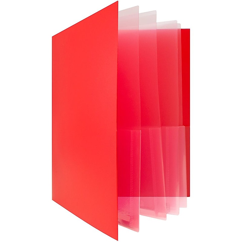 JAM Paper Heavy Duty 10-Pocket Plastic Folder Organizer, Red, 2/Pack (389MP10REJ) image 1