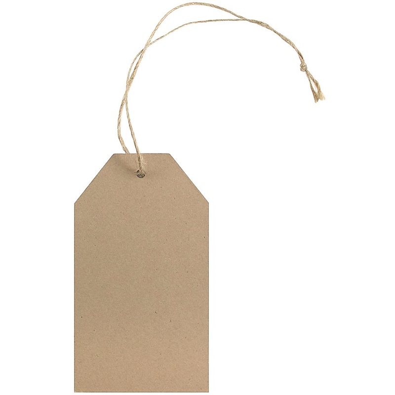 JAM Paper® Premium Gift Tags with Twine String, 4 1/4 x 2 3/8, Brown Kraft Recycled, 10/Pack (297532726) image 1