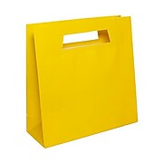 JAM Paper® Heavy Duty Die Cut Glossy Gift Bags with Rectangular Handle, Large, 15 x 5 1/2 x 15, Yellow, 3 Bags/Pack (895DCyea)