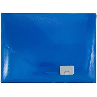 JAM Paper® Plastic Box Portfolio with Side Buckle, 9 3/4 x 13 1/2 x 1 1/2, Dark Blue, Sold Individually (32932769)