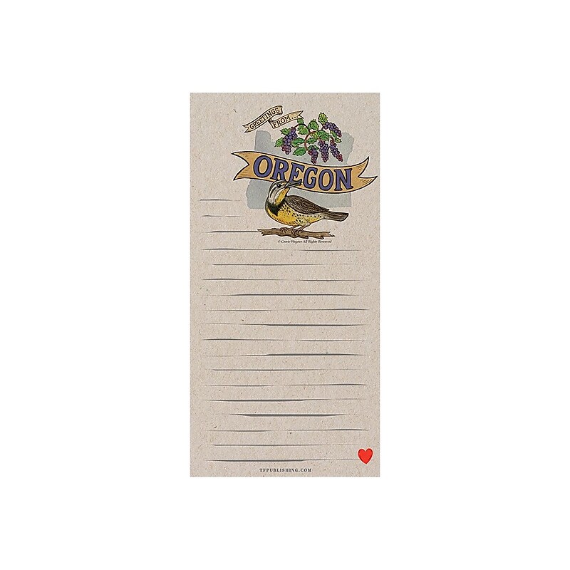 TF Publishing Oregon Memo Magnet Pad, 4" x 8", Line Ruled, Kraft, 52 Sheets/Pad, 1 Pad/Pack (99-OREGMP) image 1