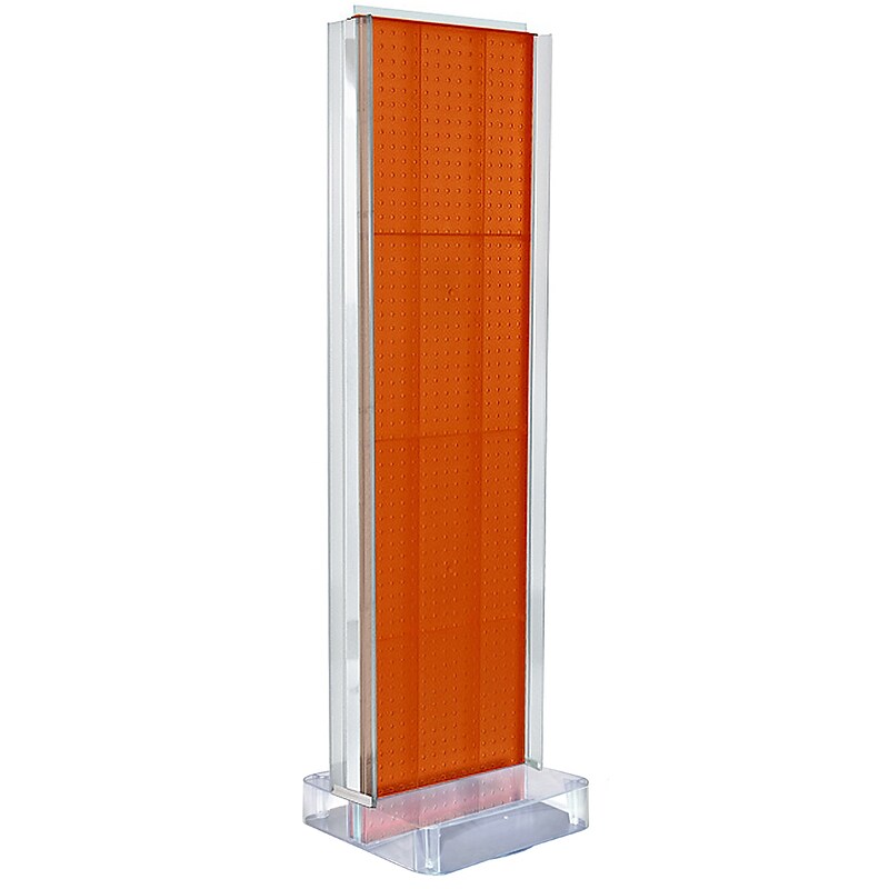 Two-Sided Pegboard Floor Display w/ C-Channel Sides on Studio Base. Panel Size: 16"W x 60"H, Orange (700778-ORG) image 1
