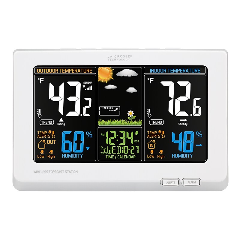 La Crosse Technology Wireless Atomic Digital Color Forecast Station with Alerts, White (308-1414W) image 1
