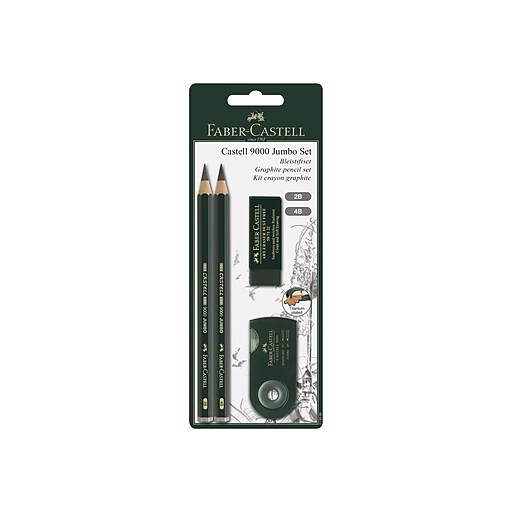 FaberCastell 9000 Jumbo Set Wooden Pencils, No. 1 Soft Lead, 4/Pack (119398) Staples