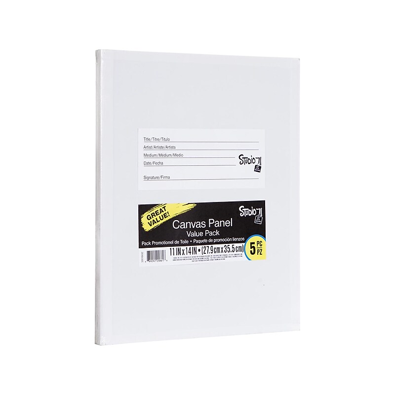 Darice Studio 71 Primed White Canvas Panel, 12" x 11", 5/Pack (30018692) image 1