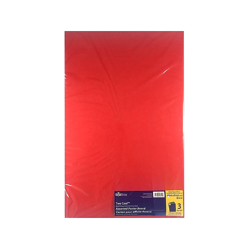 Royal Brites Two Cool Colors Primary Paper Poster Boards, 14" x 22", Assorted Colors, 3/Pack (25319) image 1