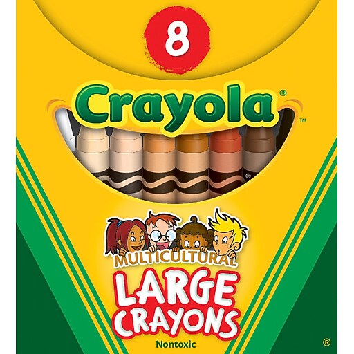 Crayola Large Multicultural Crayons, Assorted Colors, 8/Box (52080W