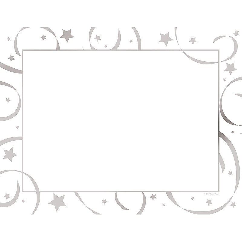 Great Papers! Silver Star Certificates, 8.5" x 11", White/Silver, 15/Pack (2019012) image 1