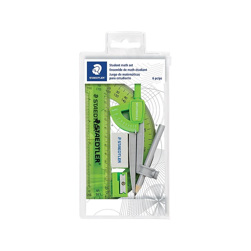 Staedtler Student Math Set, Assorted Colors, 6/Set (557 50WP6) image 1